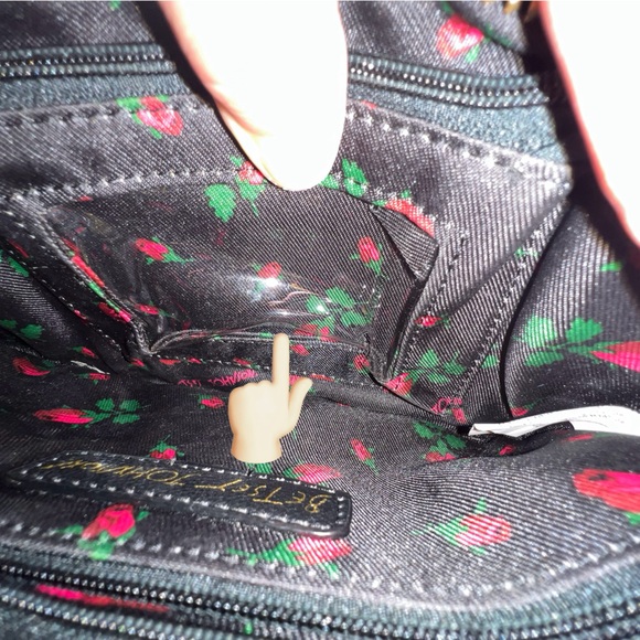 Betsy Johnson Black Crossbody Clutch Bag with Colorful Floral Embroidery - Picture 7 of 12